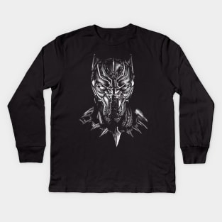 Shaded Black Panther Kids Long Sleeve T-Shirt